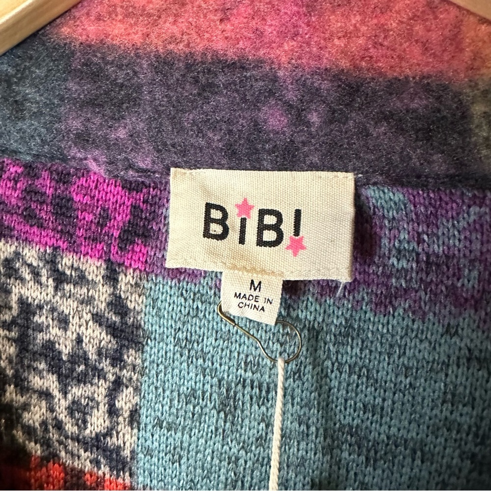 **Nwt** Bibi Oversized Button-Up Multi-Color Plai… - image 7